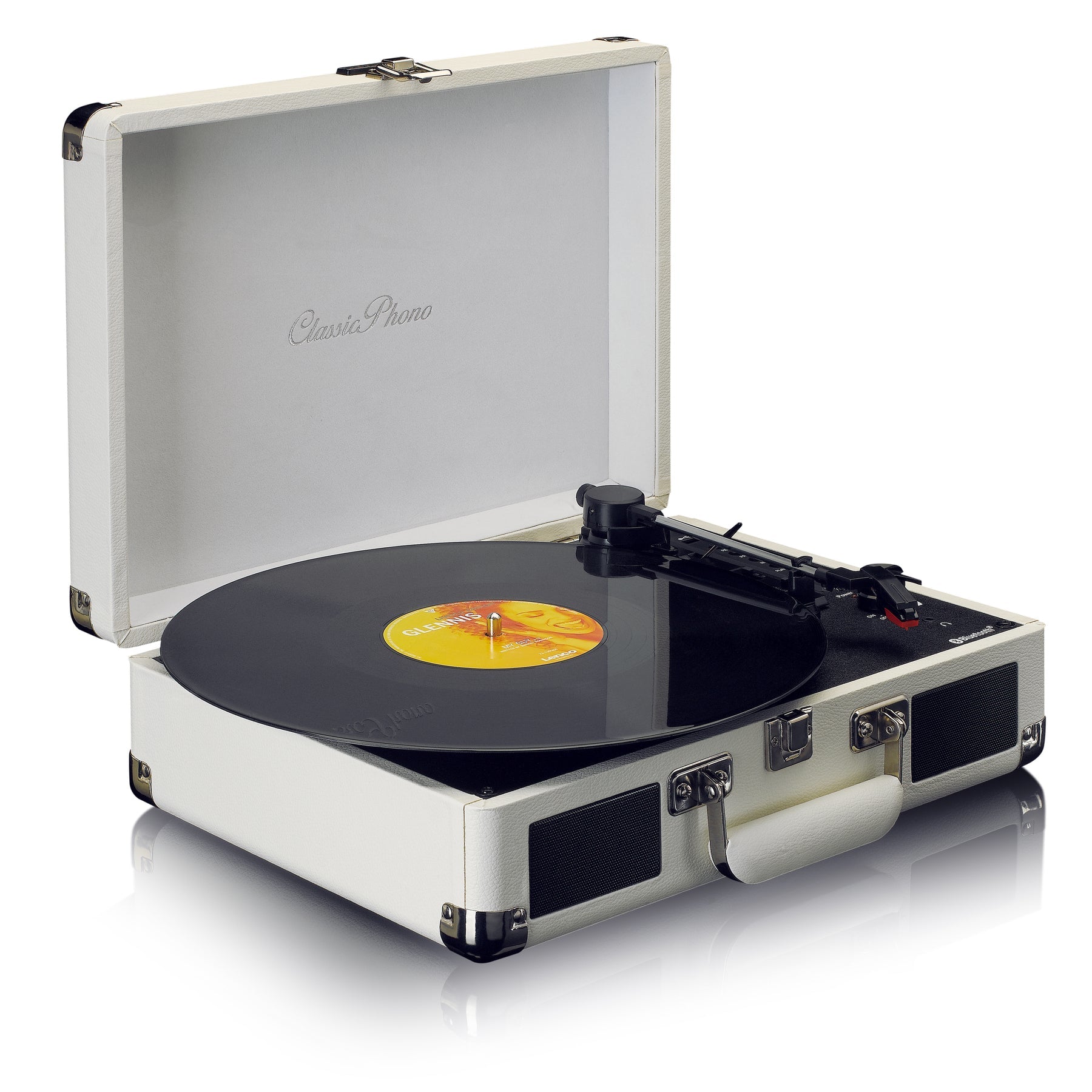 Lenco TT-115CR – Plattenspieler (Riemenantrieb, manuell), Bluetooth, Phono-Vorverstärker, 33⅓/45/78 U/min – Weiss