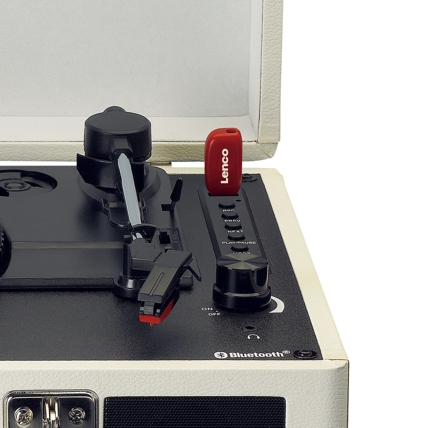 Lenco TT-115CR – Plattenspieler (Riemenantrieb, manuell), Bluetooth, Phono-Vorverstärker, 33⅓/45/78 U/min – Weiss