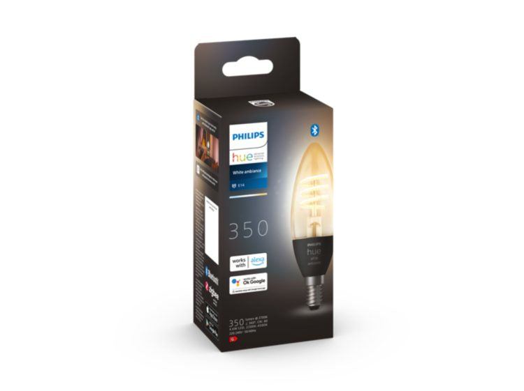 Philips Hue White Ambiance E14 LED-Leuchtmittel – 4,6W dimmbar, 2200–4500 K, für Bluetooth & Hue Bridge