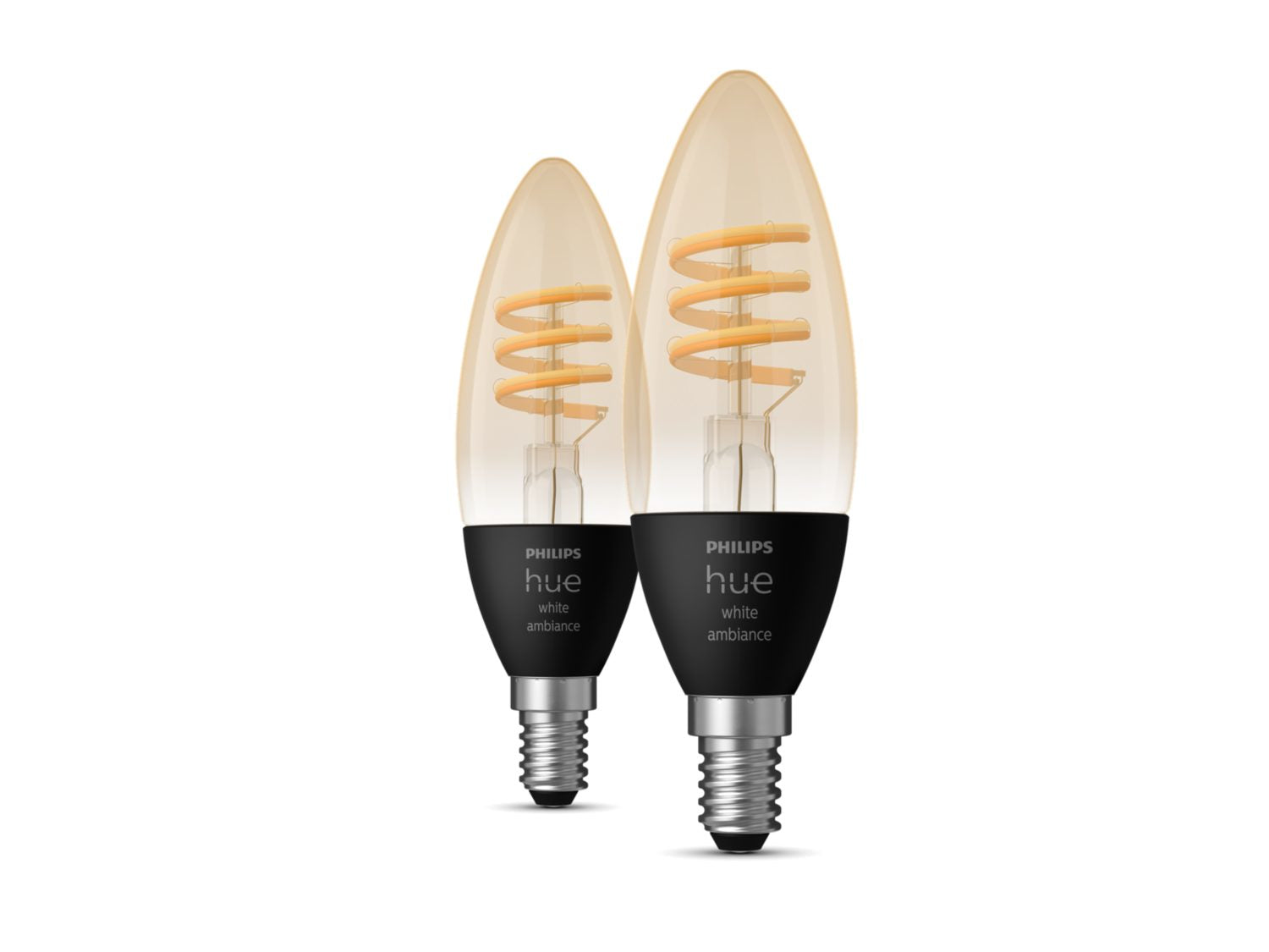 Philips Hue Smart-Leuchtmittel E14 Kerze – Warmweiss 2200–4500 K, 350 lm, 4,4 W, Bluetooth – 2 Stk.