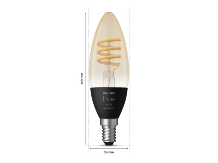 Philips Hue Smart-Leuchtmittel E14 Kerze – Warmweiss 2200–4500 K, 350 lm, 4,4 W, Bluetooth – 2 Stk.