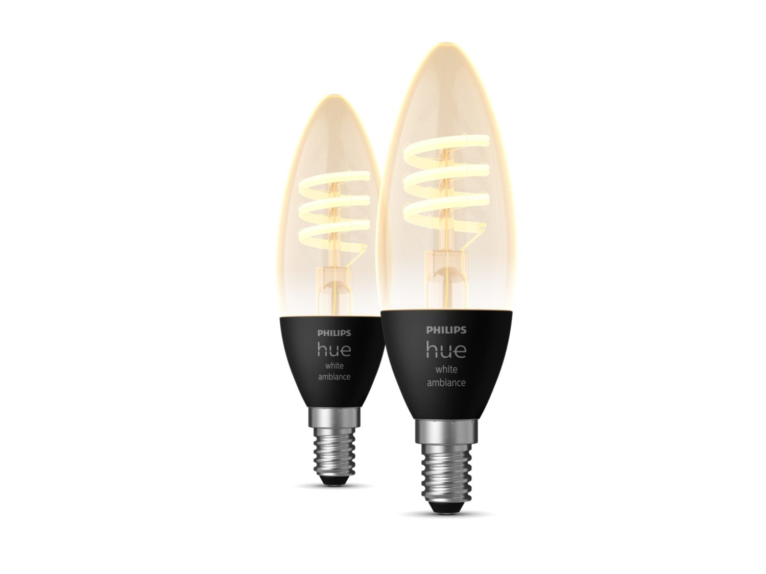 Philips Hue Smart-Leuchtmittel E14 Kerze – Warmweiss 2200–4500 K, 350 lm, 4,4 W, Bluetooth – 2 Stk.