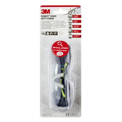 3M Schutzbrille SecureFit 420 – klar, +2,5 Dioptrien, beschlagfrei, kratzfest