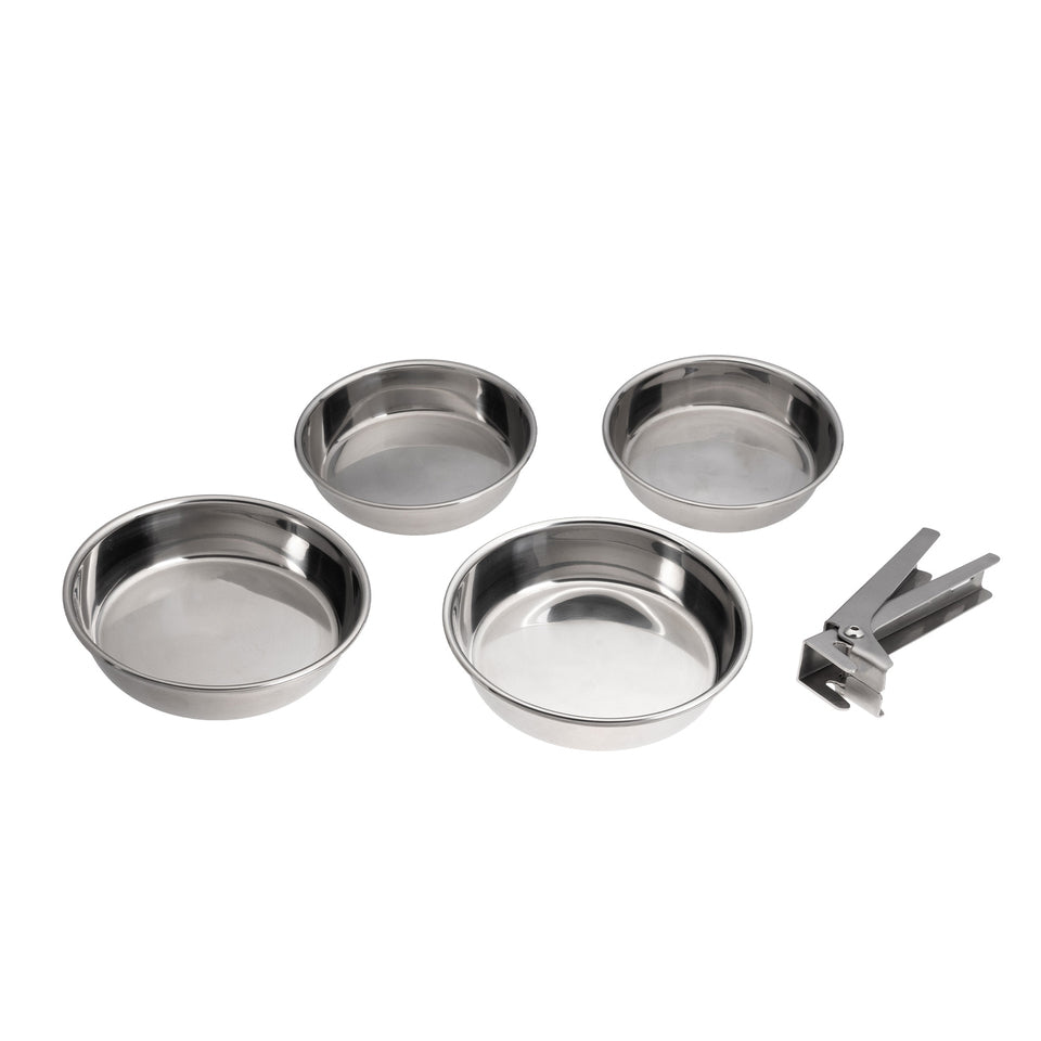 LotusGrill Pfännchen-Set Inox 4-teilig – Ø 13 cm, 5 Stück