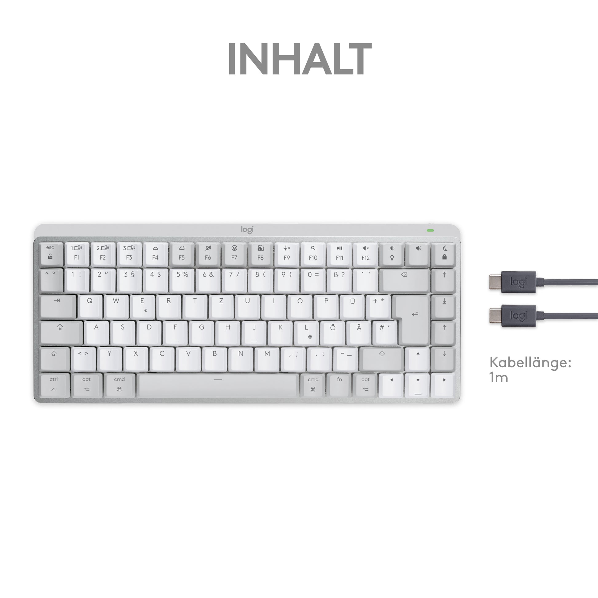 Logitech MX Mechanical Mini – Tastatur, kabellos (Bluetooth/2,4 GHz), CH-Layout (DE-CH), TKL – für macOS