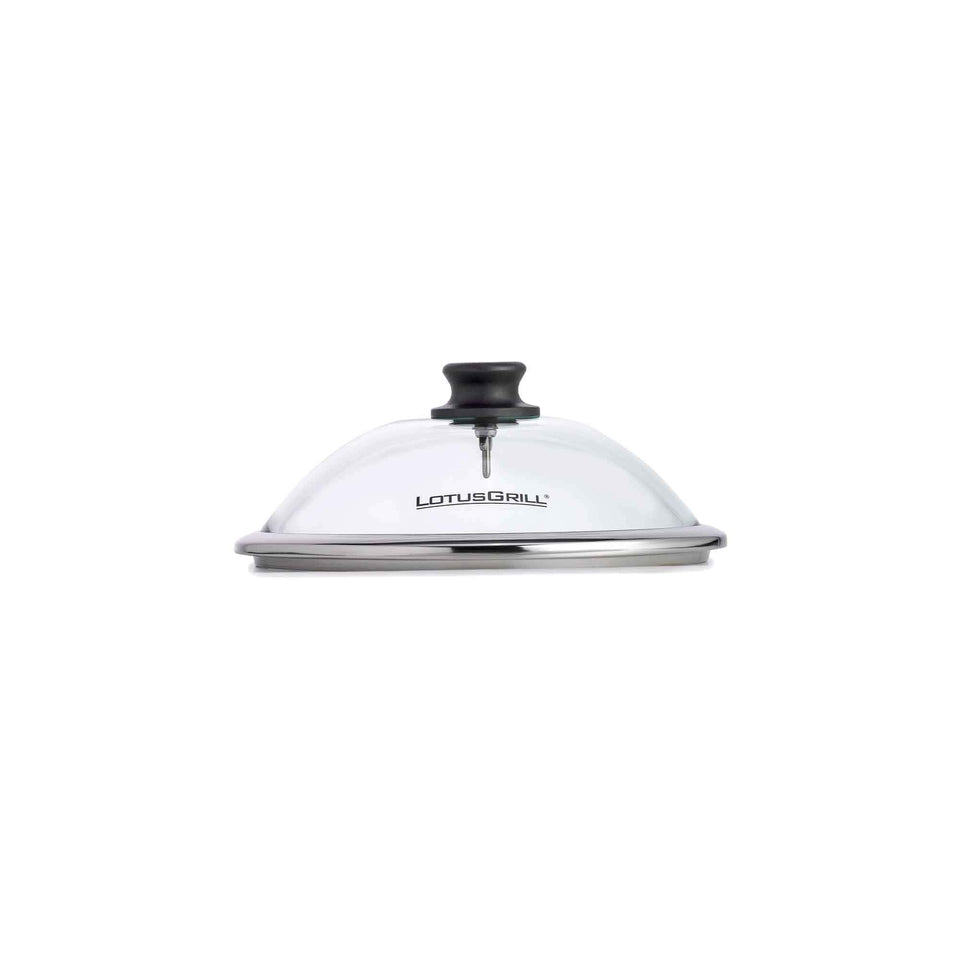 LotusGrill Glashaube Klein – Ø 29,6 cm, Höhe 12 cm, Glas/Edelstahl, für Grill Small
