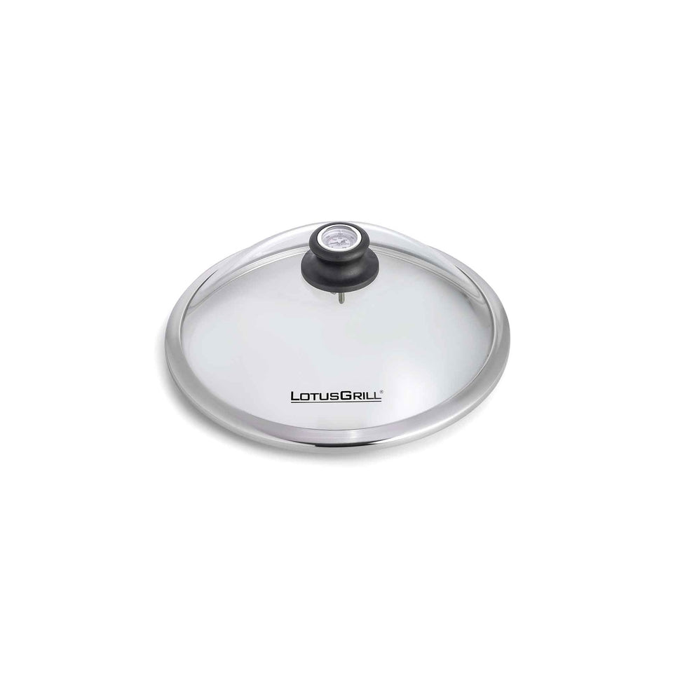 LotusGrill Glashaube Klein – Ø 29,6 cm, Höhe 12 cm, Glas/Edelstahl, für Grill Small