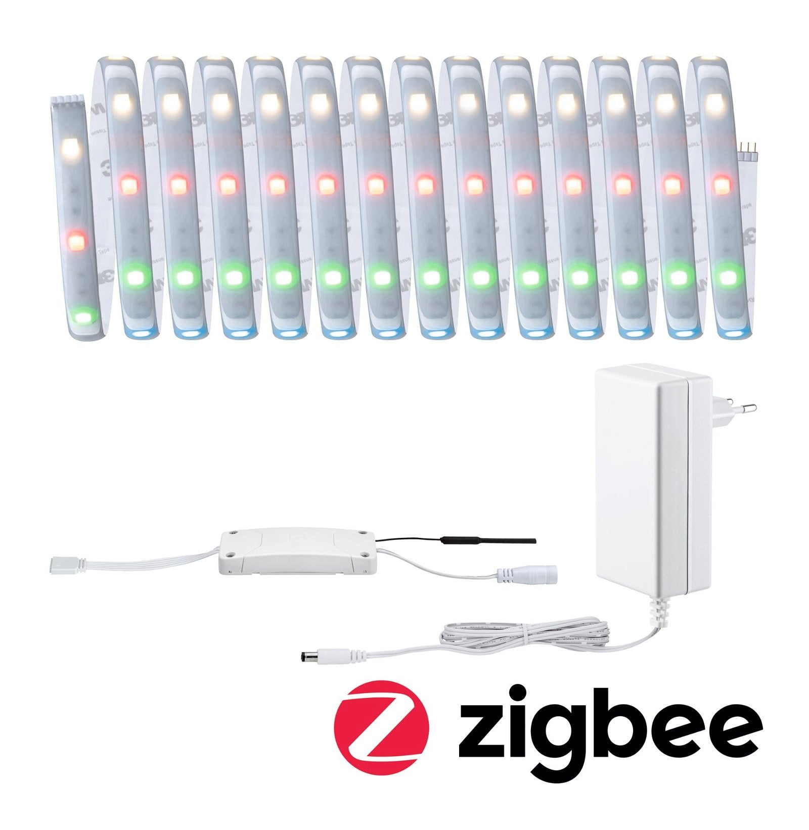 Paulmann LED-Streifen Aussen – RGBW, 3000 K – IP44 – Netzbetrieb, Zigbee – dimmbar – Silber, Kunststoff