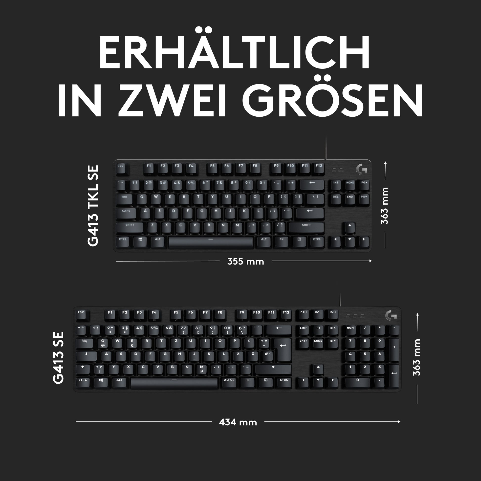 Logitech G G413 TKL SE – Gaming-Tastatur TKL – Mechanisch – USB-A – QWERTZ (CH) – Schwarz – Ohne Ziffernblock