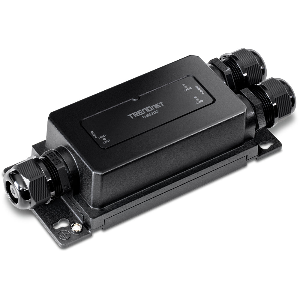 TRENDnet TI-BE200 – PoE-Extender Outdoor (IP67) – 3× RJ-45 1G (1× PoE++, 2× PoE+), PoE-Budget 60 W