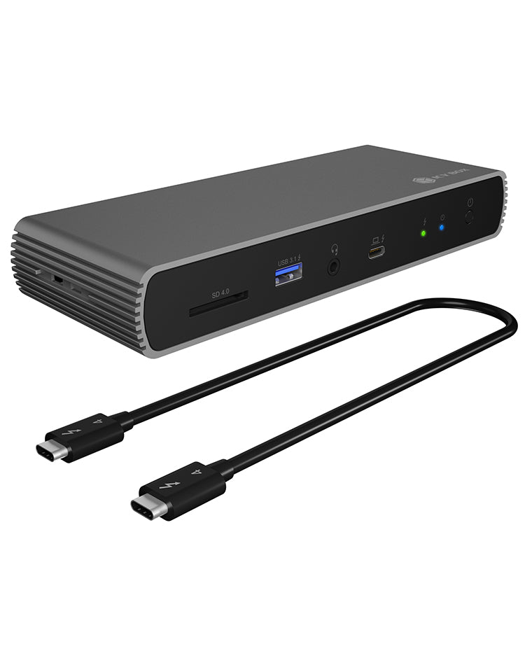 ICY BOX IB-DK8801-TB4 Dockingstation – Thunderbolt 4, 1× HDMI, 4× USB-A, 2× USB-C, 96 W PD, 2,5GbE