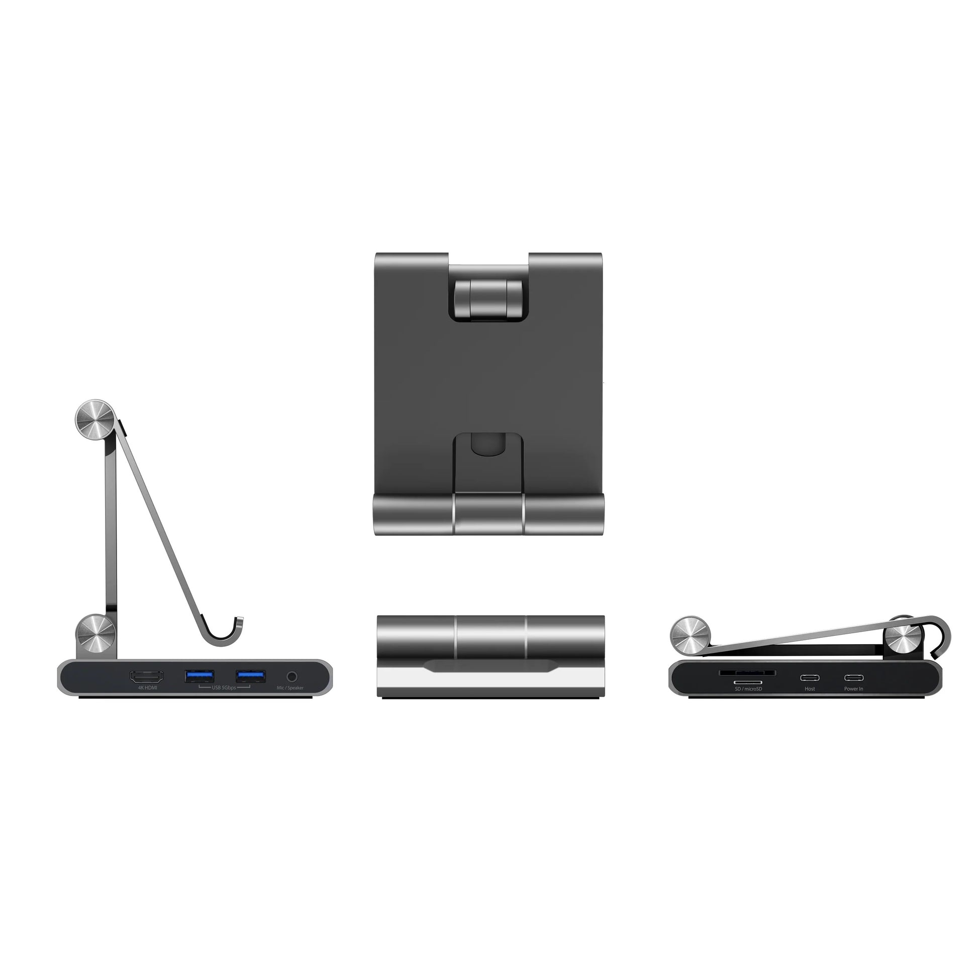 j5create Tablet-Ständer – für iPad Pro/Air/mini mit USB-C-Anschluss – bis 12,9" – USB-C PD 100W – Grau