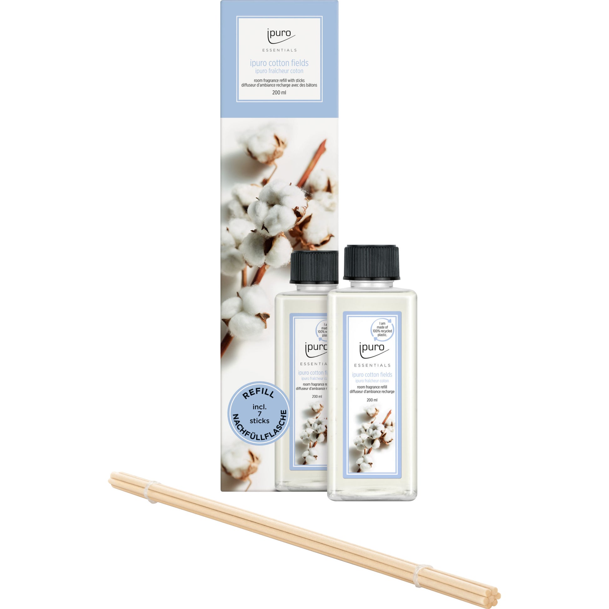 ipuro Nachfüllung für Duftstäbchen, Cotton Fields, 200 ml