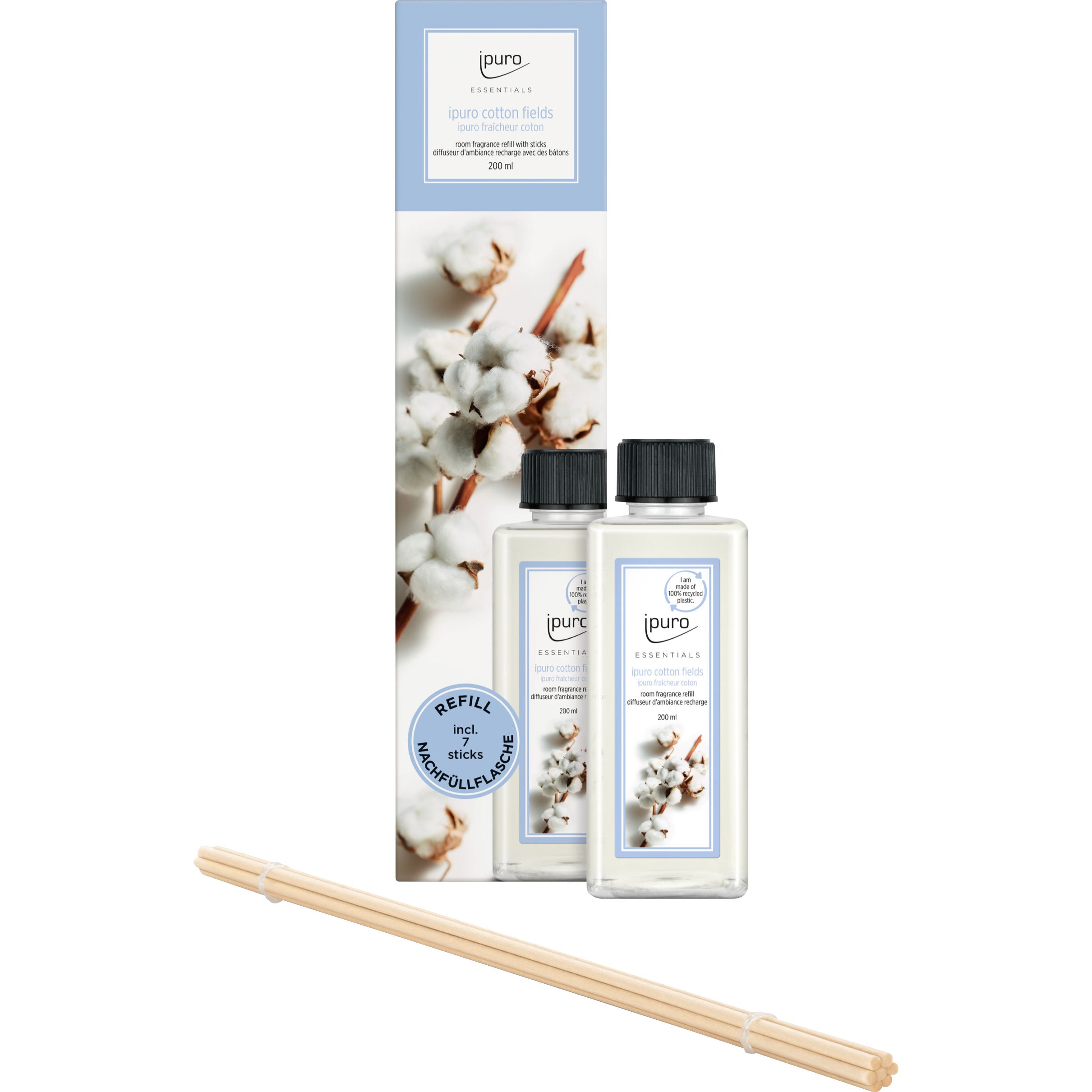 ipuro Nachfüllung für Duftstäbchen, Cotton Fields, 200 ml