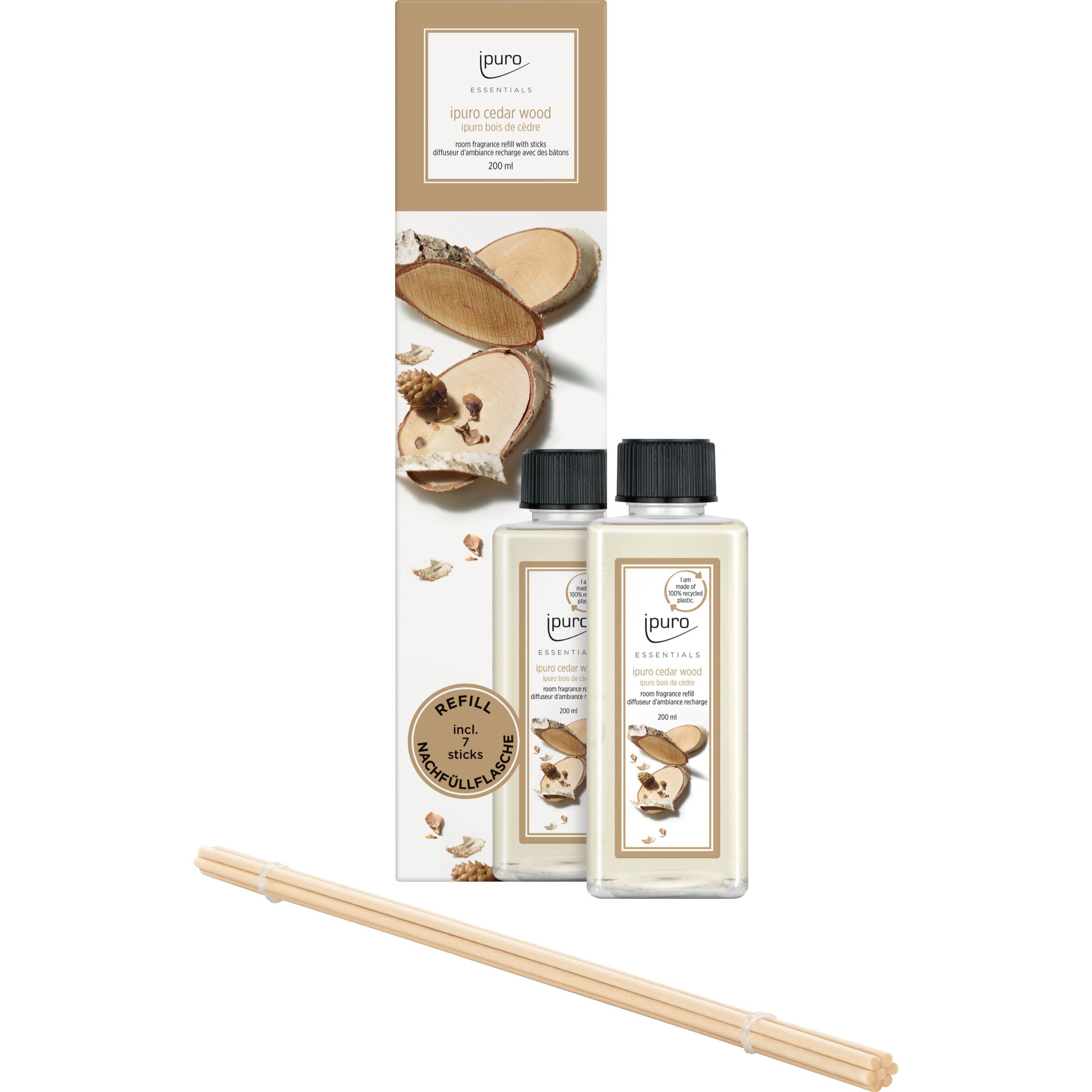 ipuro Nachfüllung für Duftstäbchen, Zedernholz, 200 ml