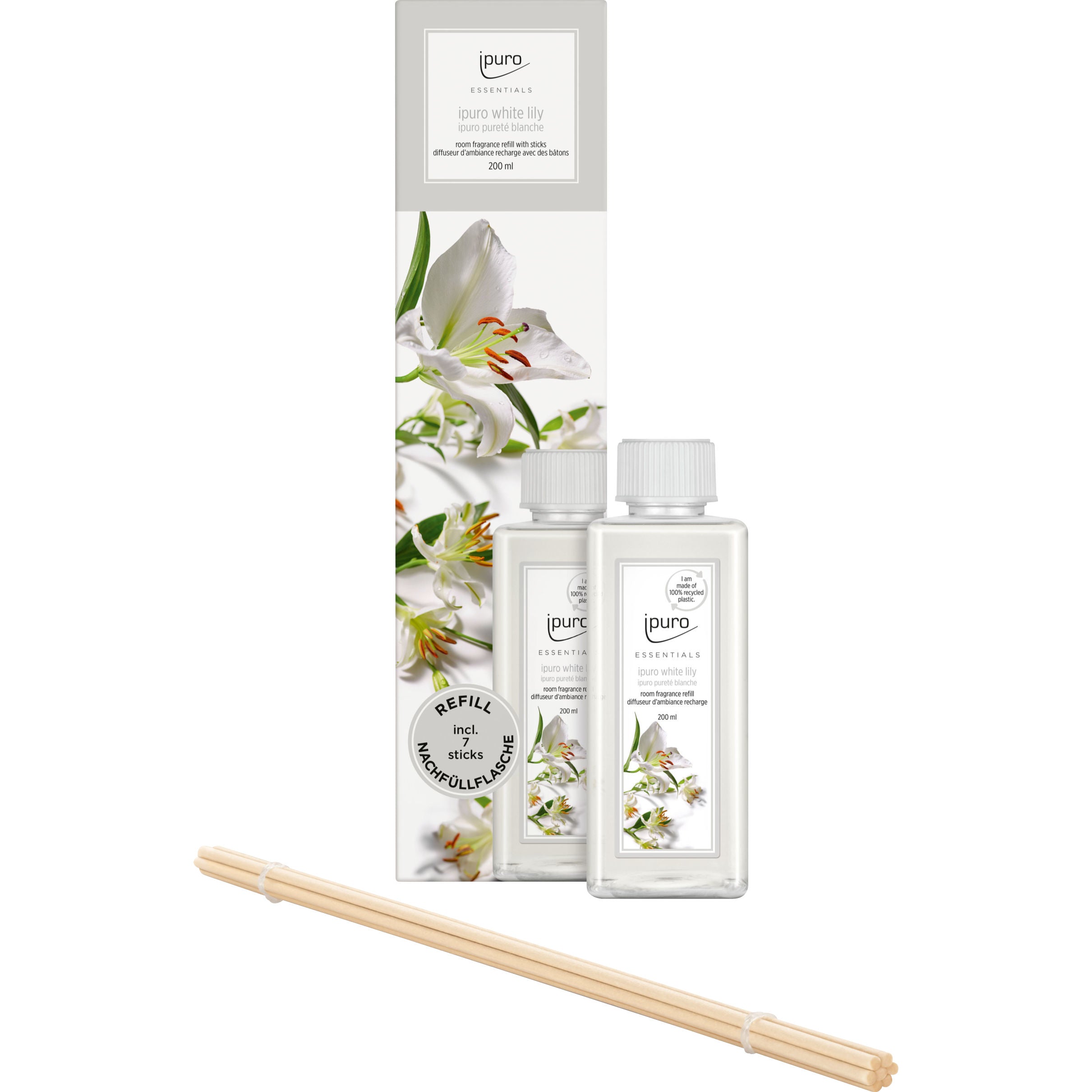 ipuro Nachfüllung für Duftstäbchen, White Lily, 200 ml