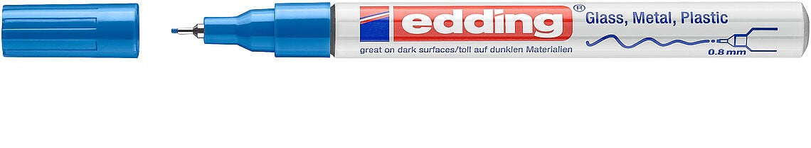 Edding 780 Paint Marker – Feine Rundspitze 0,8 mm – Blau – für Kunststoff, Glas und Metall