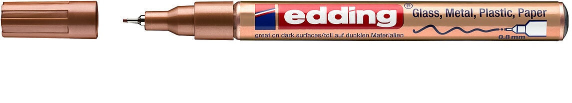 Edding 780 Paint Marker Metallic – Extrafeine Rundspitze 0,8 mm – Kupfer – für Glas, Metall und Kunststoff