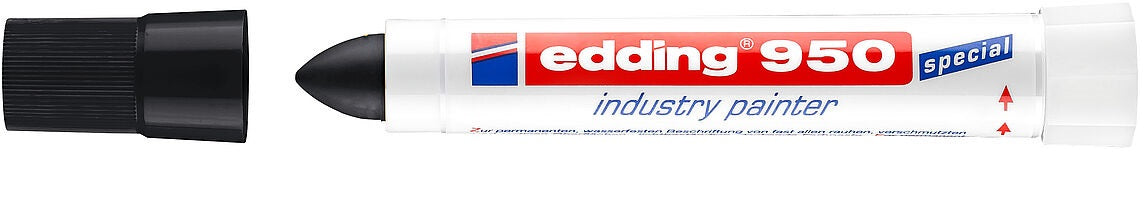 Edding 950 Industriemarker – Wachs-Spitze 10 mm – Schwarz für Metall, Stein und Holz