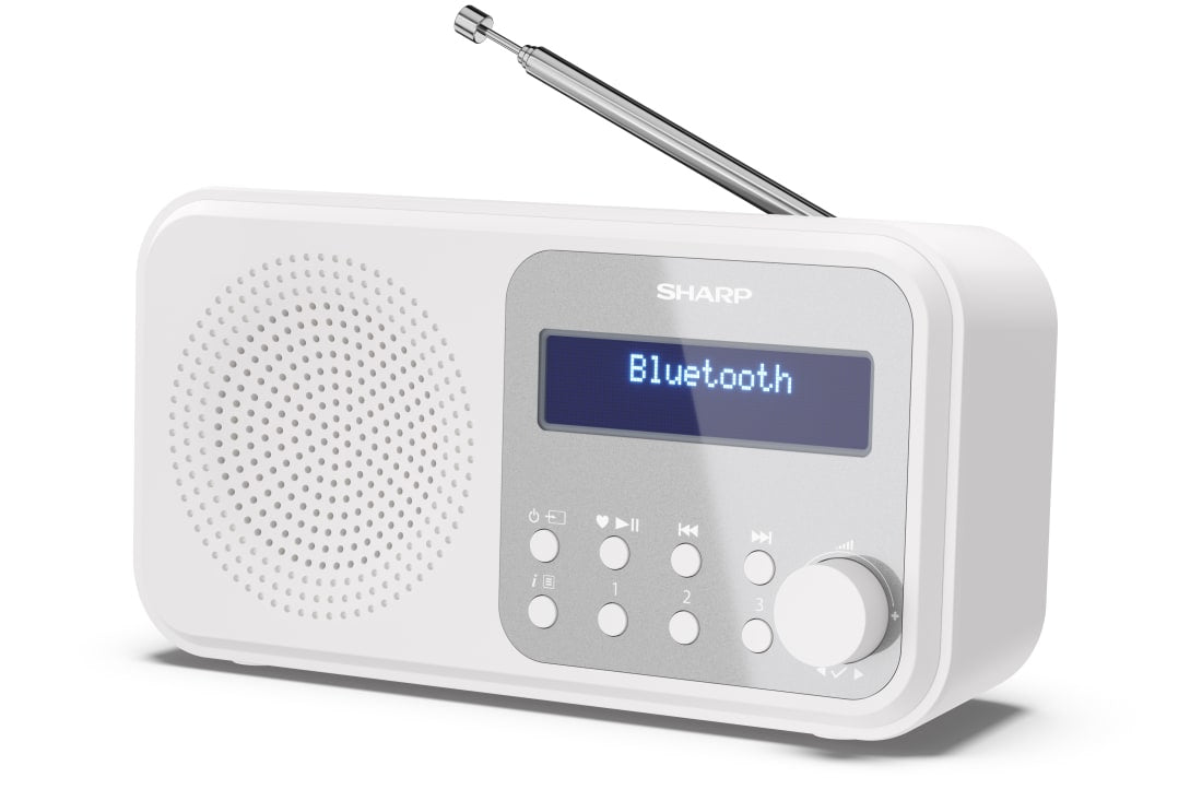 Sharp DR-P420 – DAB-/Internetradio – Portabel – DAB+, UKW, Bluetooth, 16 h – Weiss