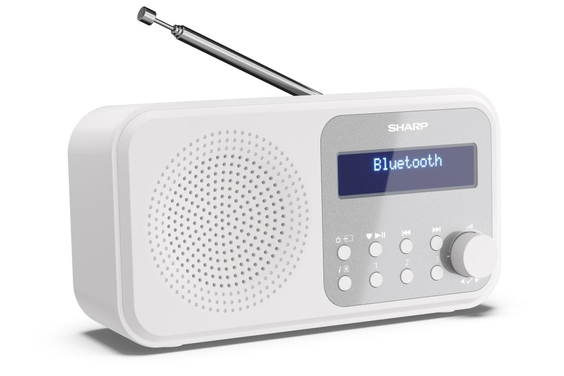 Sharp DR-P420 – DAB-/Internetradio – Portabel – DAB+, UKW, Bluetooth, 16 h – Weiss