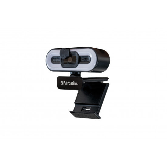 Verbatim AWC-02 Webcam – Full HD 1080p, 30 fps, Autofokus, USB 2.0, Sichtschutz – Schwarz