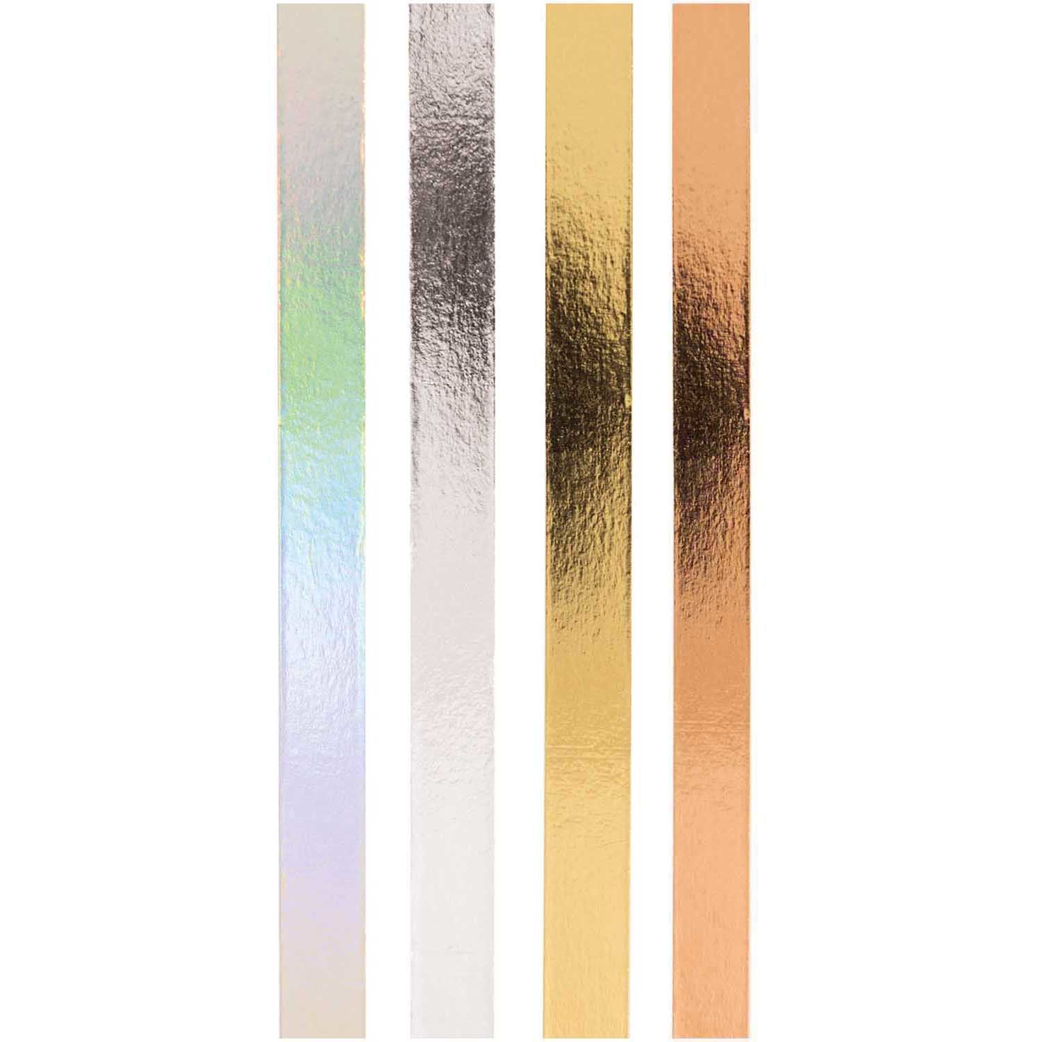 Rico Design Washi Tape – 15 mm × 5 m, gold, roségold, silber, wiederablösbar, 4 Rollen