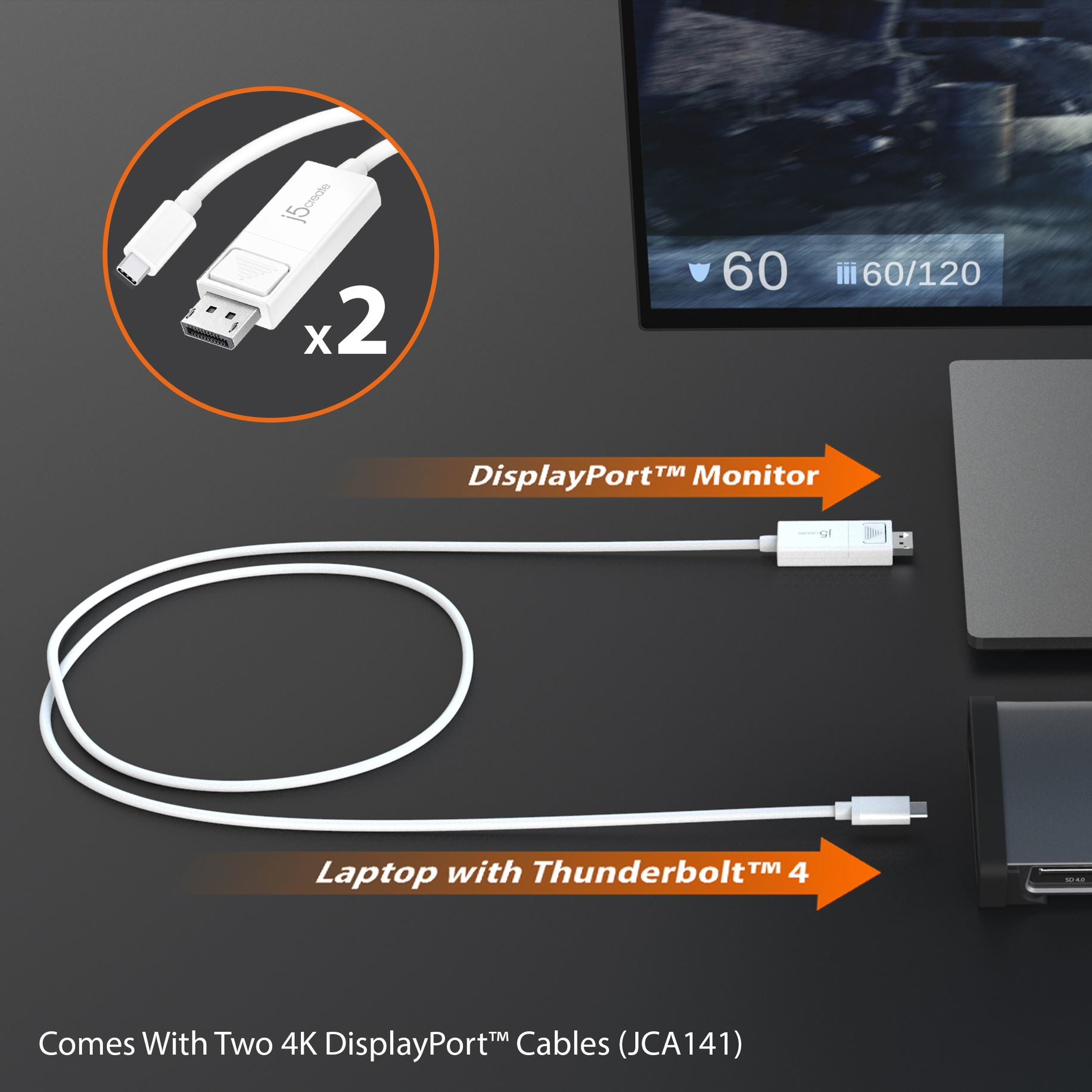j5create JTD562-EN Dockingstation – Thunderbolt 4, 4× USB-A, 96 W PD, GbE, SD/microSD, 3,5 mm Audio, TB4 × 3