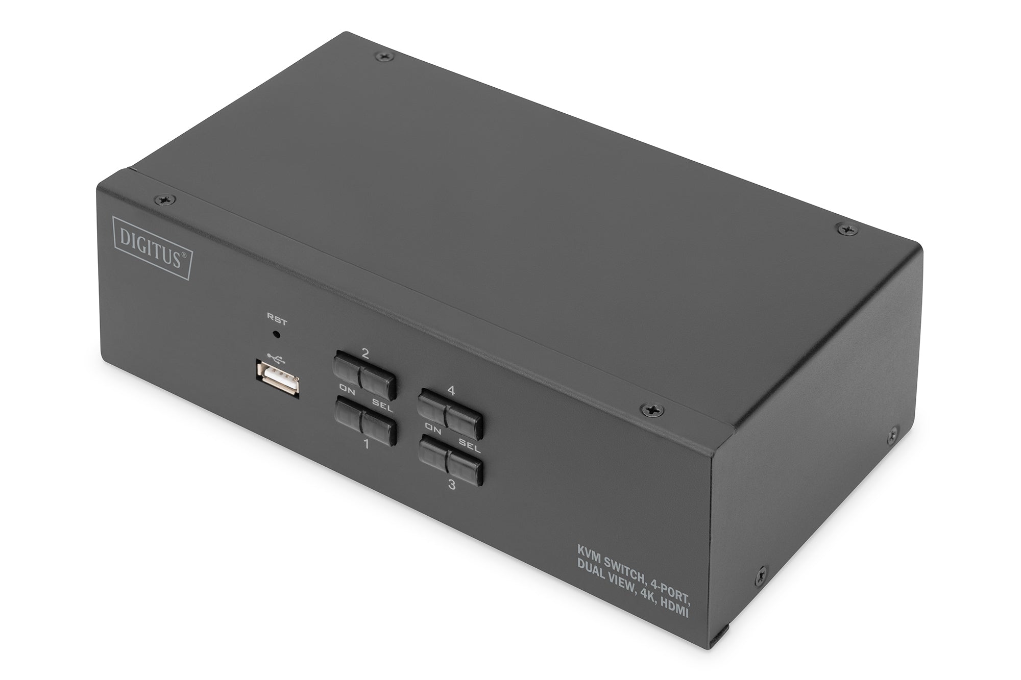 Digitus KVM-Switch 4-Port, Dual-Display, USB 2.0/HDMI, 4K (3840 × 2160), Audio, USB-Hub