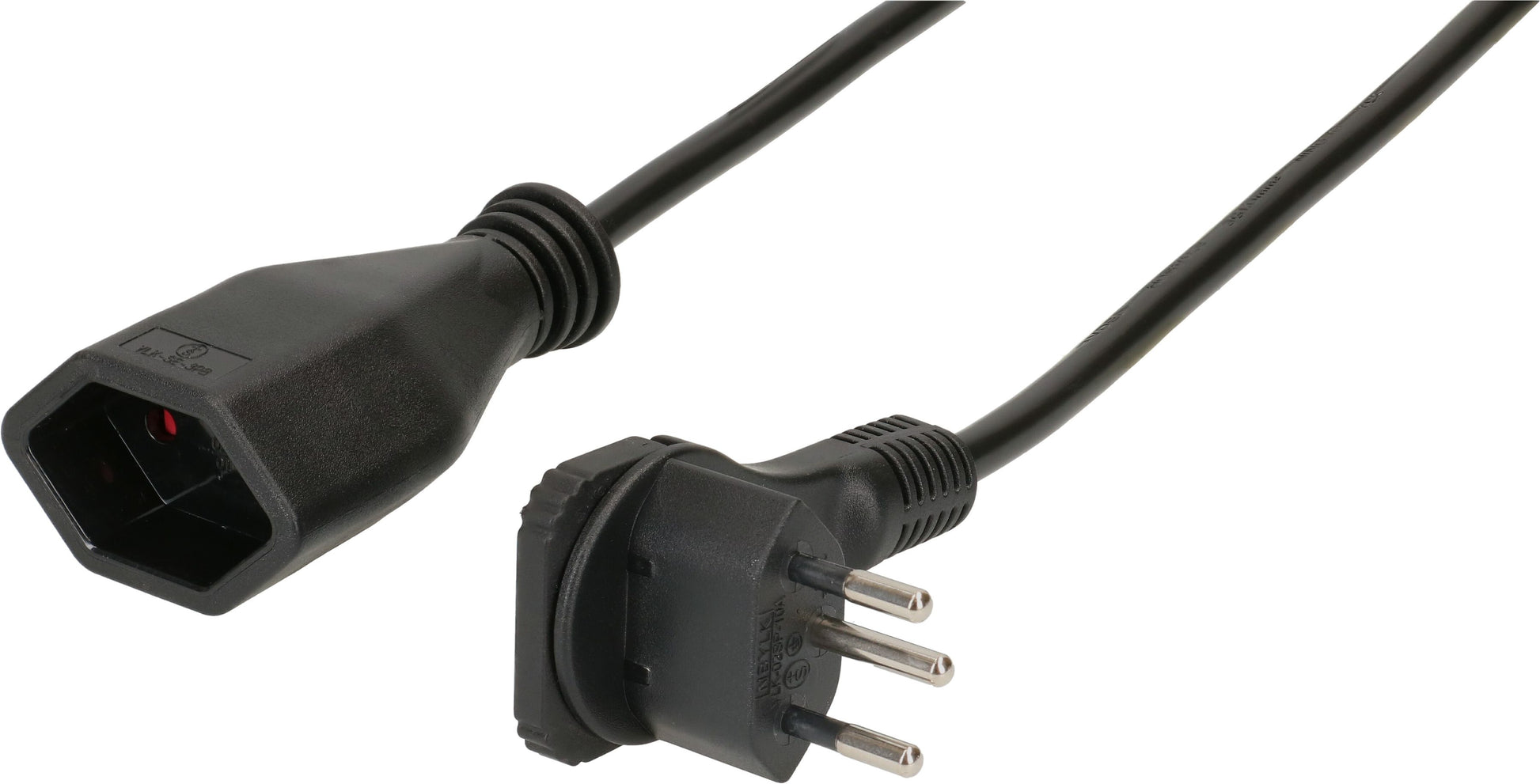 Max Hauri AG Max Hauri Verlängerungskabel – T13–T13, 1 m, 3×1 mm², Flachstecker, Schwarz