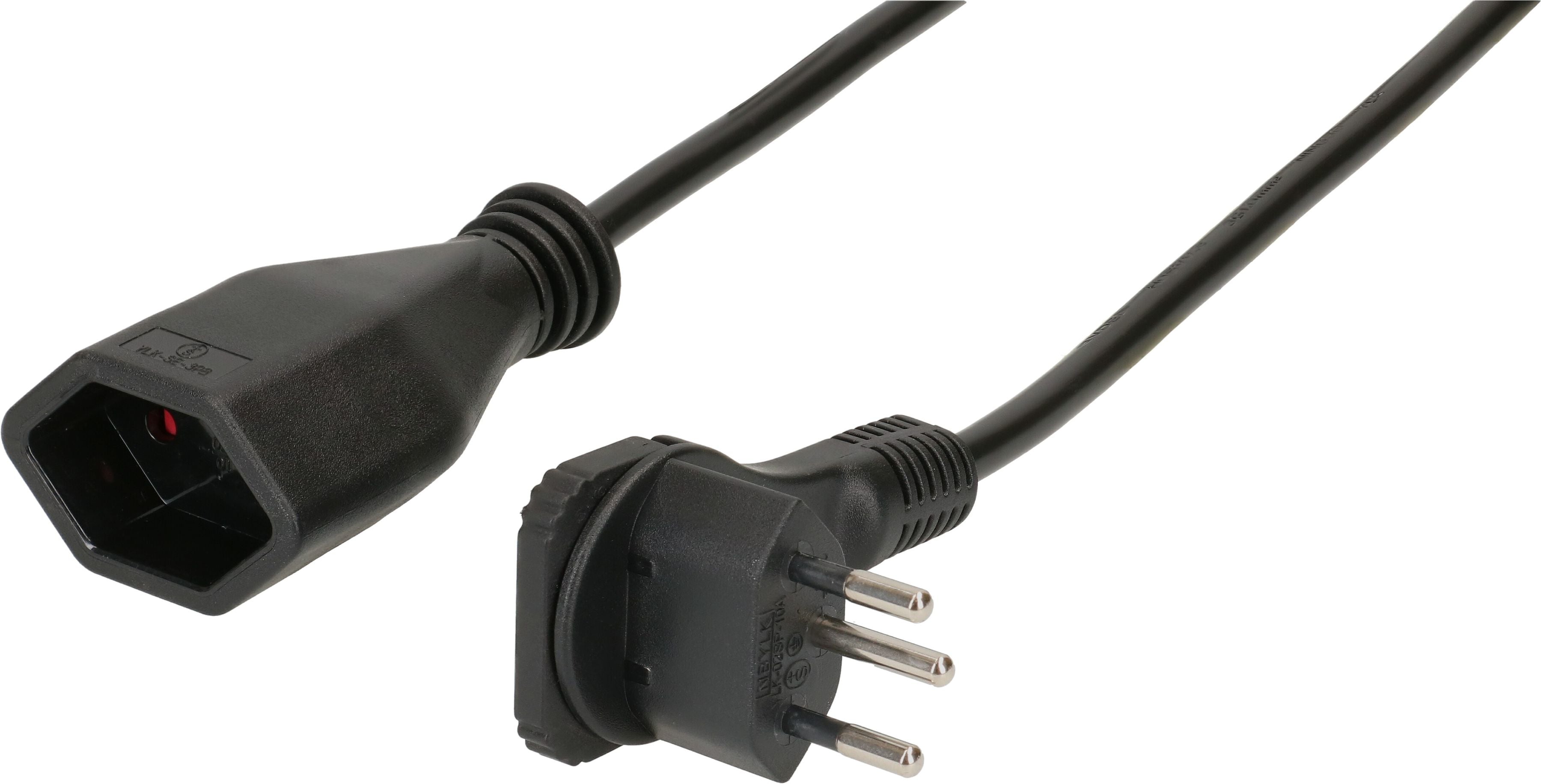 Max Hauri AG Max Hauri Verlängerungskabel – T13–T13, 1 m, 3×1 mm², Flachstecker, Schwarz
