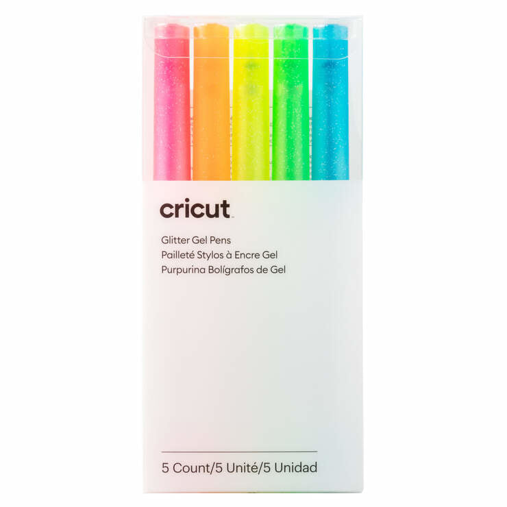 Cricut Glitzer Gelschreiber 5er Etui – 5 Farben, 0,8 mm – für Cricut Maker & Explore