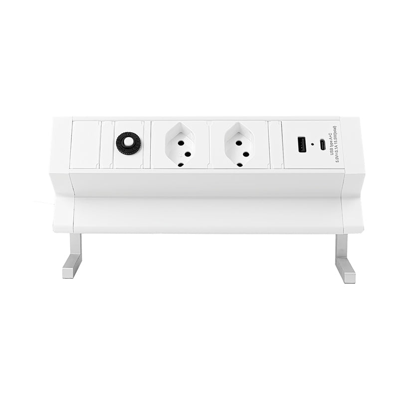 Steffen Steckdosenleiste, 2×T13, 2×USB, mit Schalter, 1,5 m, Eingang T12 – Weiss
