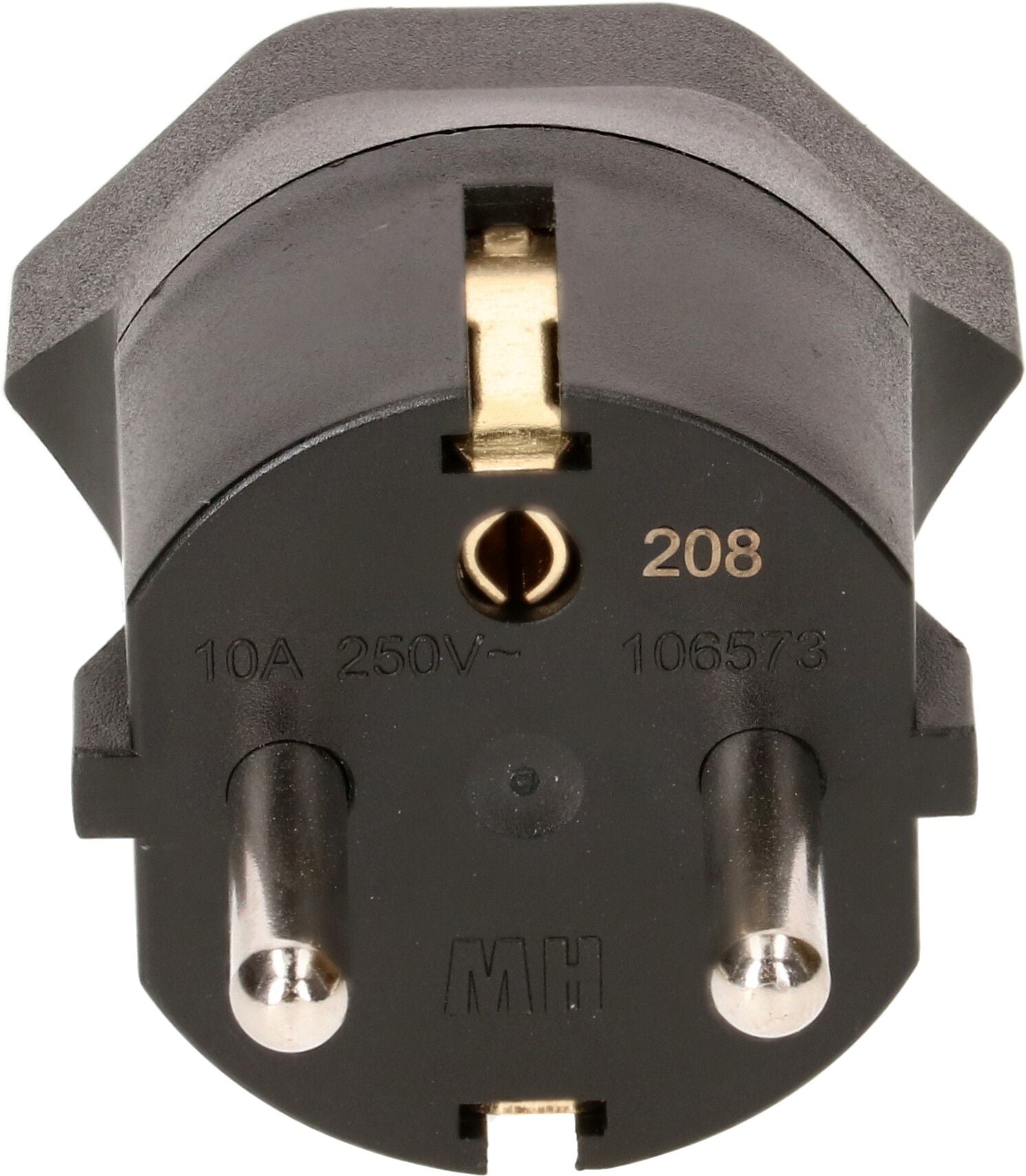Max Hauri AG 163655 Fixadapter T13 zu Schuko – 230 V, 10 A, 3-polig, Schwarz