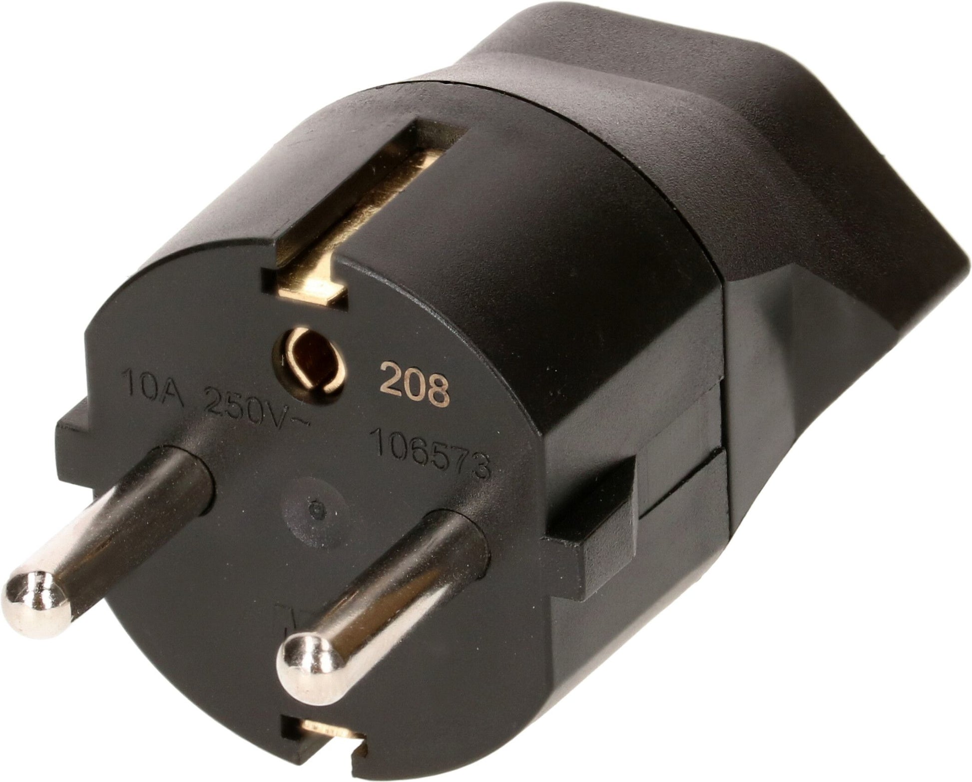 Max Hauri AG 163655 Fixadapter T13 zu Schuko – 230 V, 10 A, 3-polig, Schwarz