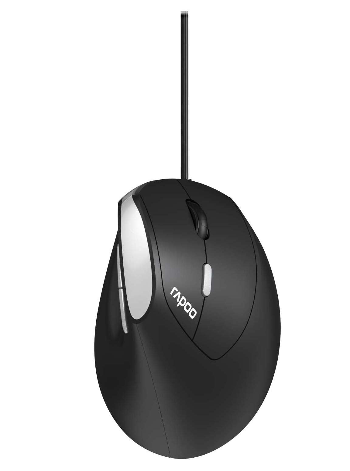 Rapoo EV200 – Vertikale Maus – Kabelgebunden (USB‑A), rechts, Schwarz/Silber