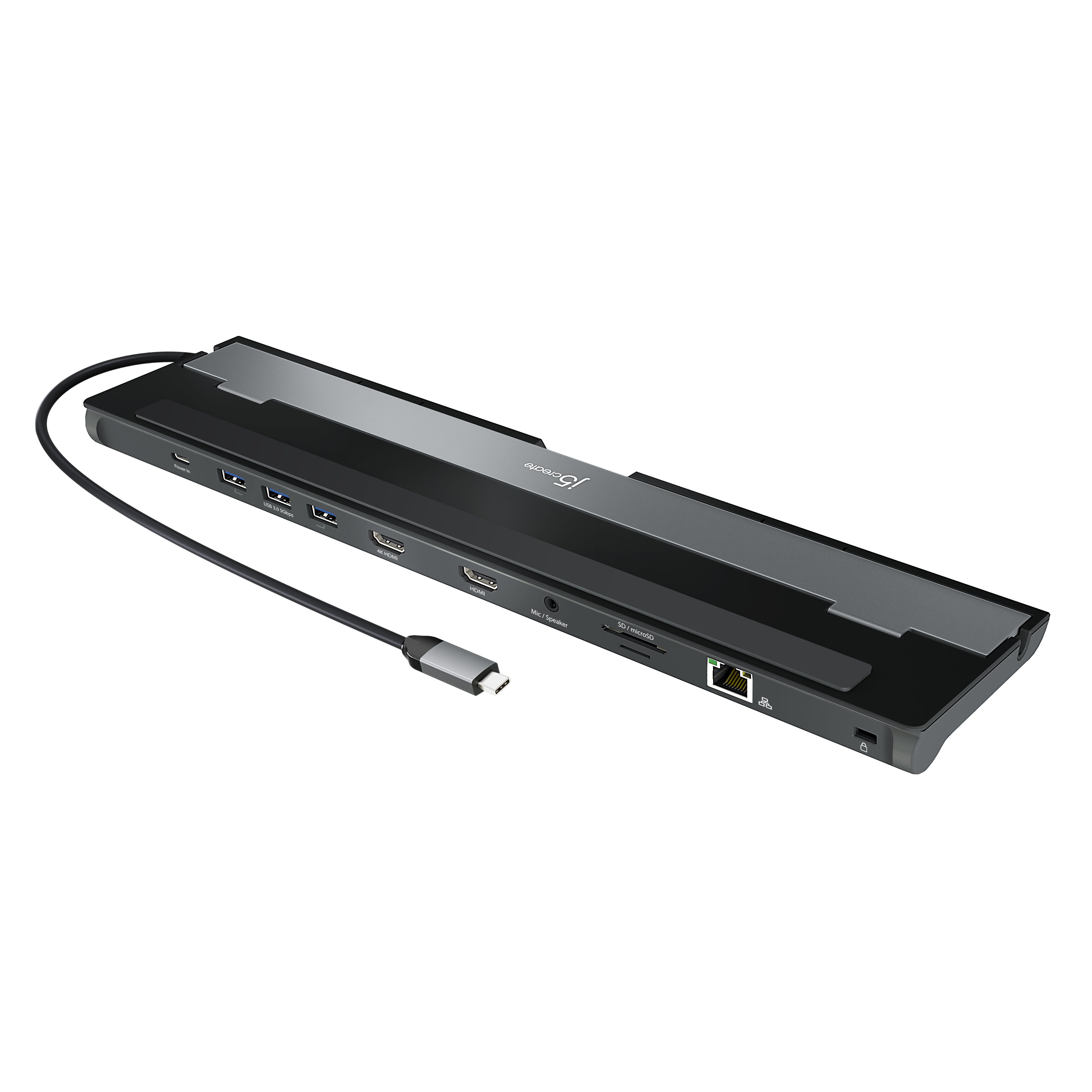 j5create JCD542-N Dockingstation – USB-C, 2× HDMI, 3× USB-A, 100 W PD, GbE, SD/microSD, für Windows/Mac