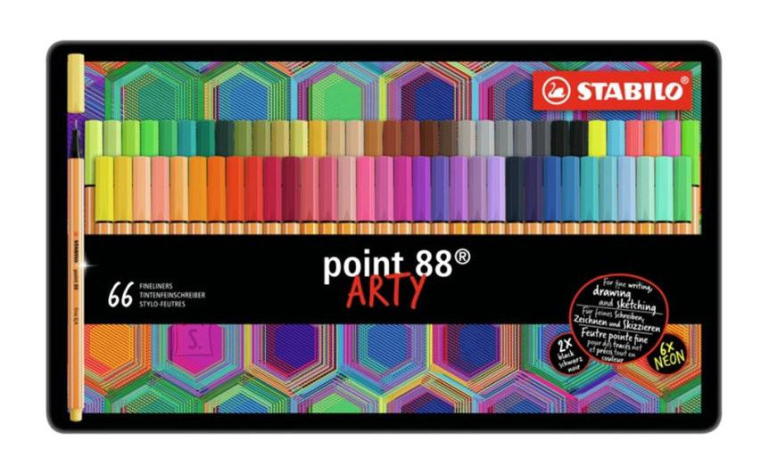 STABILO Point 88 Etui Arty Fineliner – 66er-Set 0,4 mm – sortiert