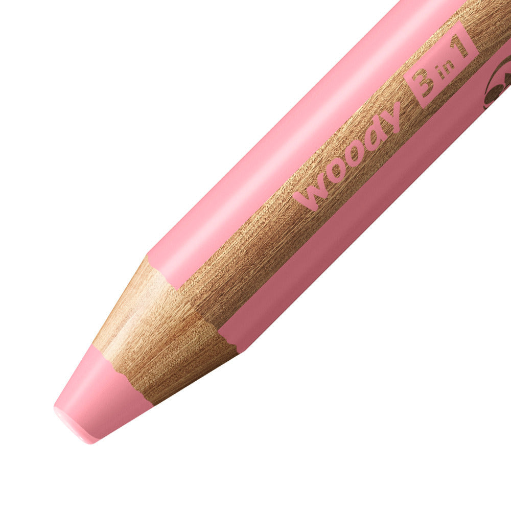 STABILO Buntstifte Woody 3 in 1 – 3-in-1, Minendurchmesser 10 mm, Einzelstift Rosa
