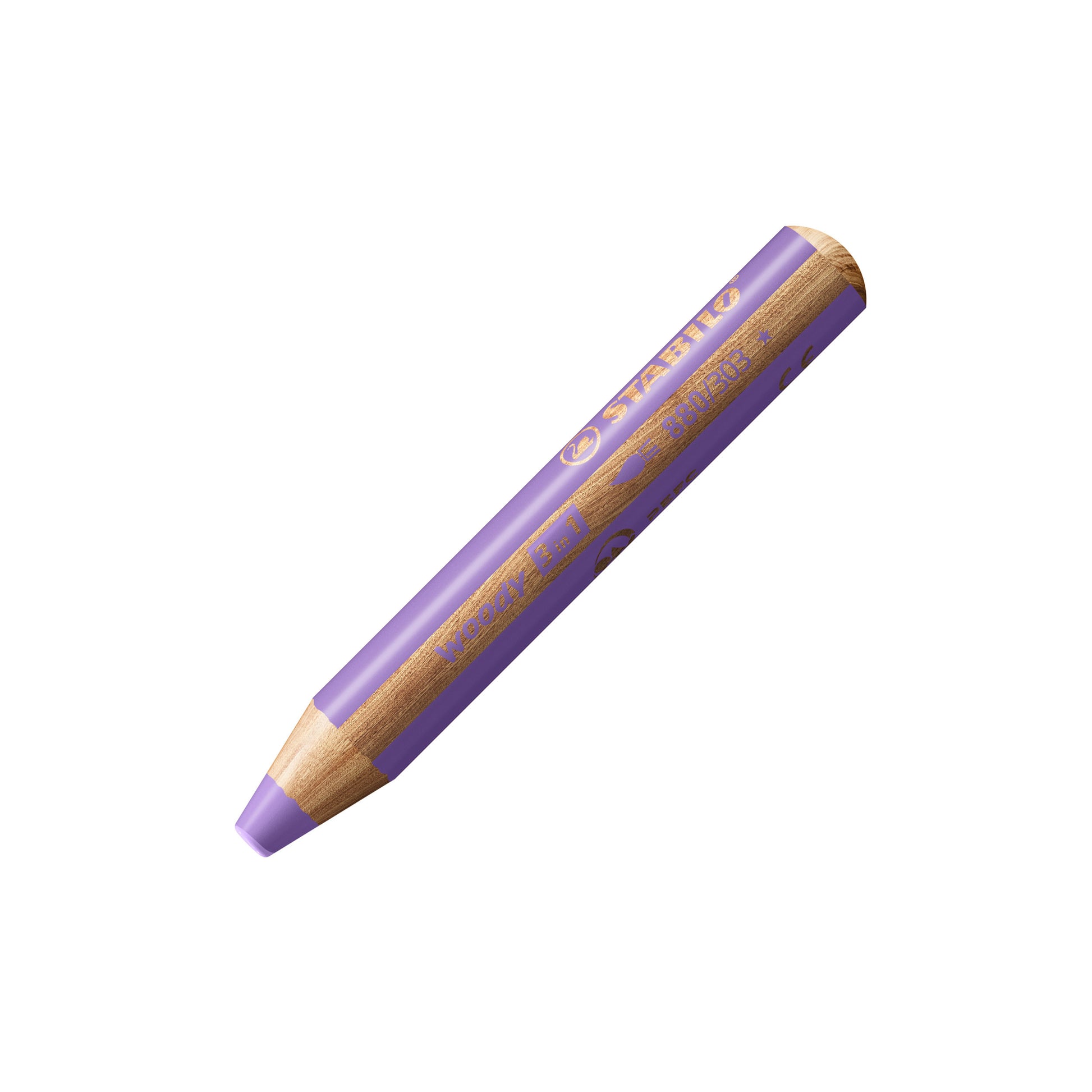 STABILO Buntstifte woody 3 in 1 – 3-in-1, Minen-Ø 10 mm, Einzelstift Lila