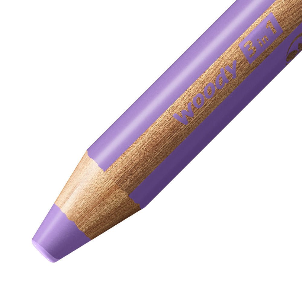 STABILO Buntstifte woody 3 in 1 – 3-in-1, Minen-Ø 10 mm, Einzelstift Lila
