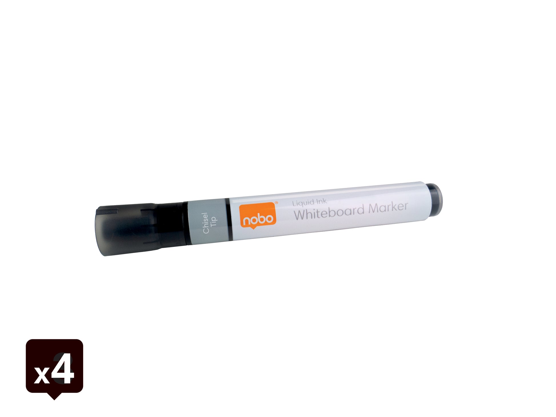 Nobo Whiteboard-Marker – 4 Farben, 4 Stück, trocken abwischbar – für Whiteboards, Flipcharts und OHP-Folien