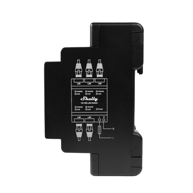 Shelly LAN Switch – Smart Switch – 5× 10/100 Mbit/s, DIN-Schiene