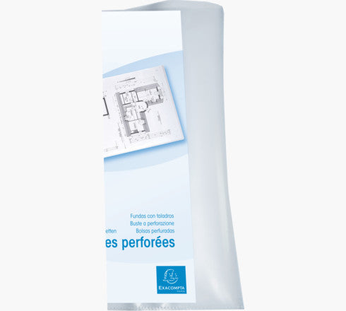 Exacompta Prospekthülle 6210E A3 quer, gelocht, blendfrei genarbt, 100 µm, transparent – 10 Stück