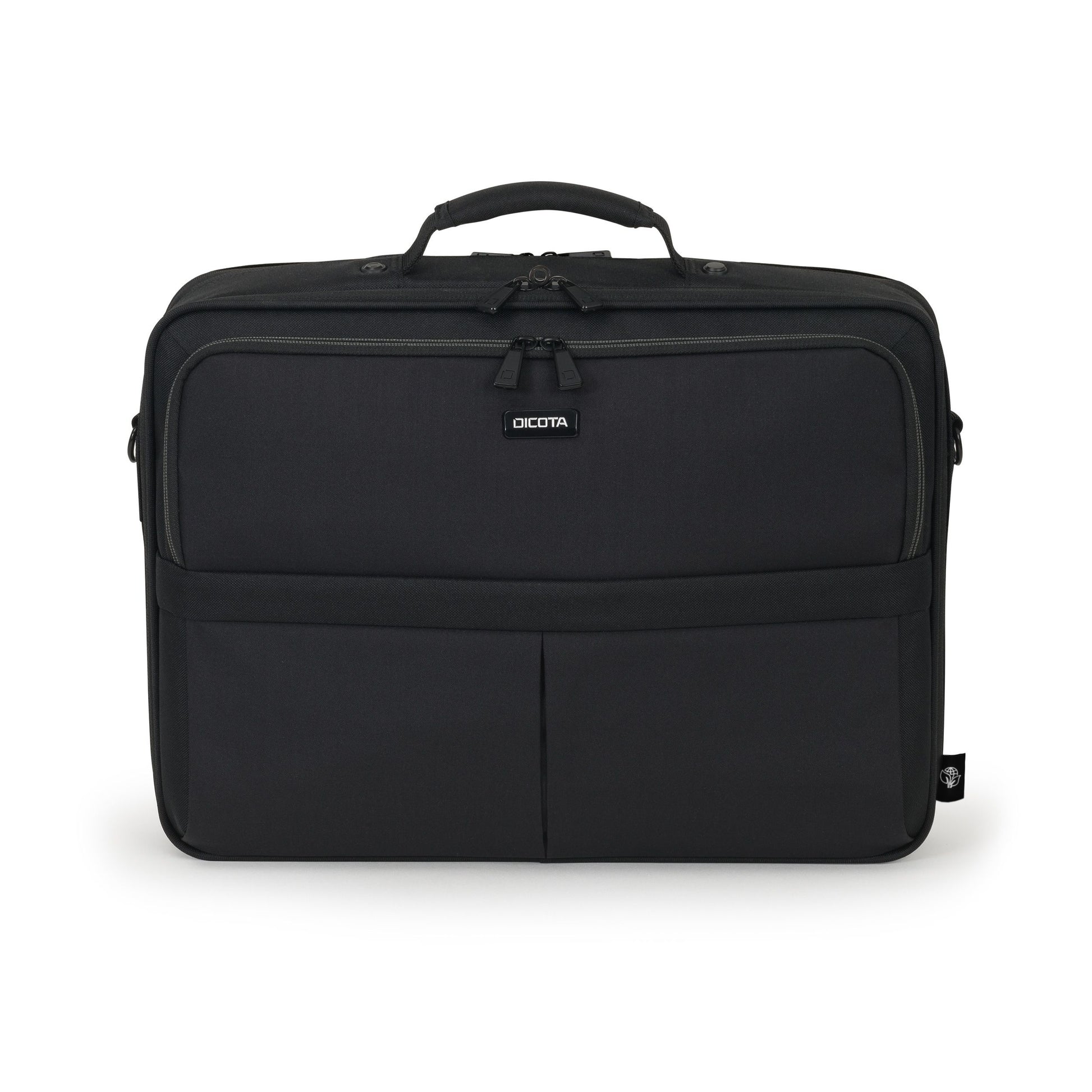DICOTA Eco Multi SCALE Notebook-Tasche bis 17,3" – aus recyceltem PET, Trolley-Band – Schwarz