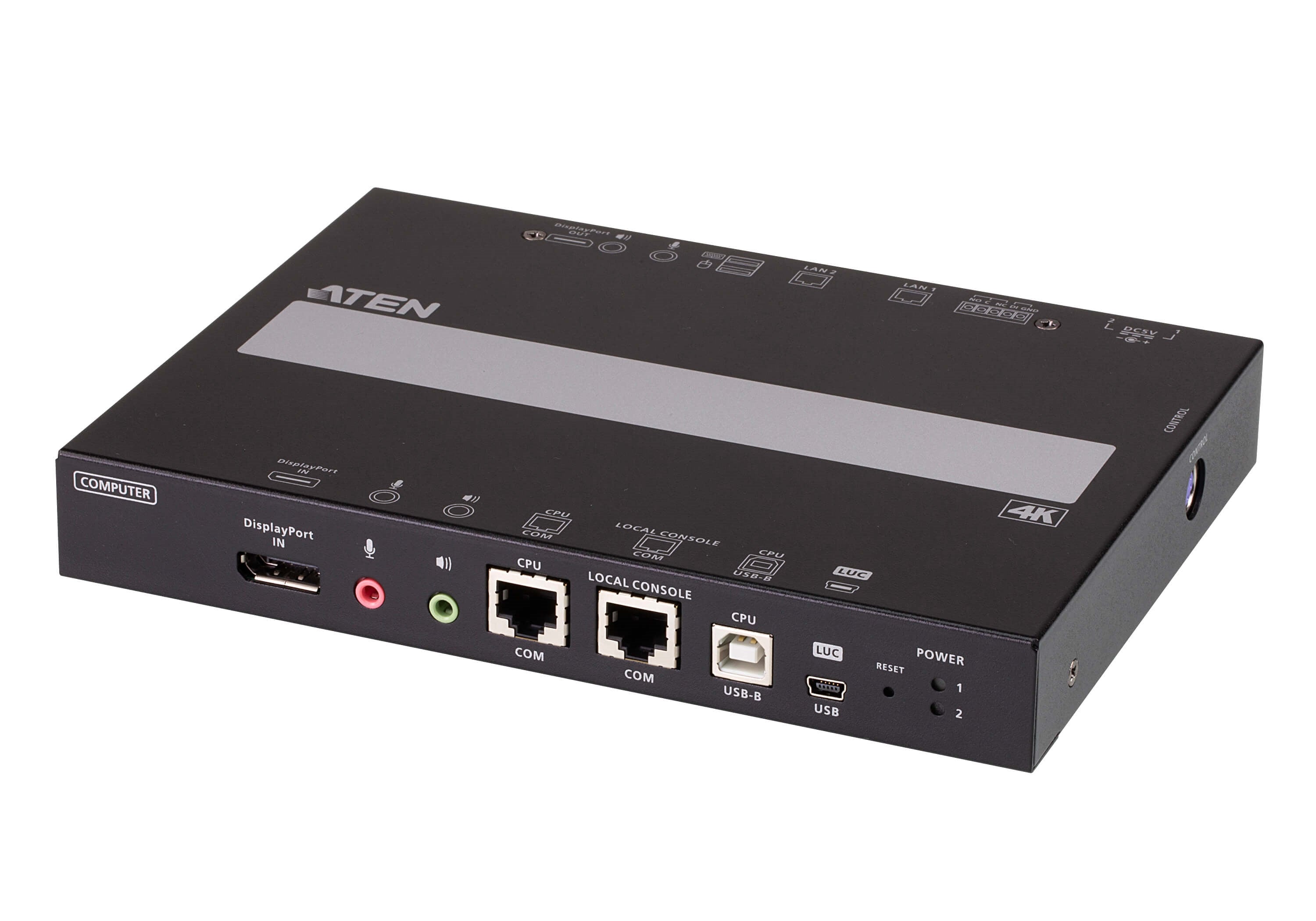 ATEN RCMDP101U – KVM over IP Switch – 1×DisplayPort 4K (4096×2160@30 Hz), 2×LAN, DC, Schwarz