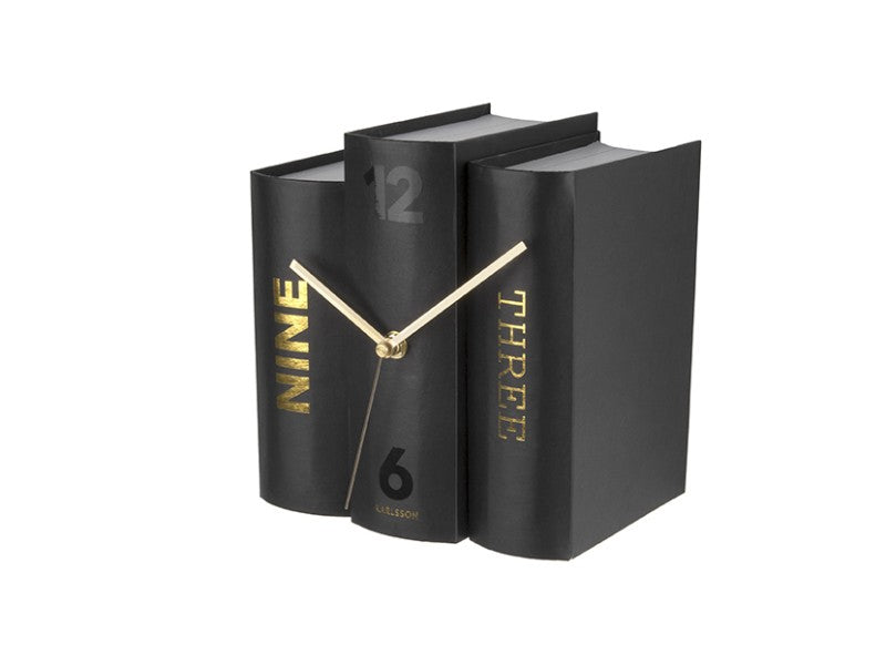 Karlsson Tischuhr Book – analog – 20 × 20 × 15 cm, schwarz, Papier