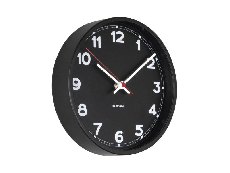 Karlsson New Classic Small – Wanduhr, Ø 20 × 4 cm, Schwarz