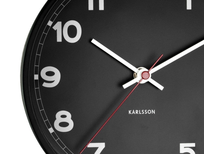 Karlsson New Classic Small – Wanduhr, Ø 20 × 4 cm, Schwarz