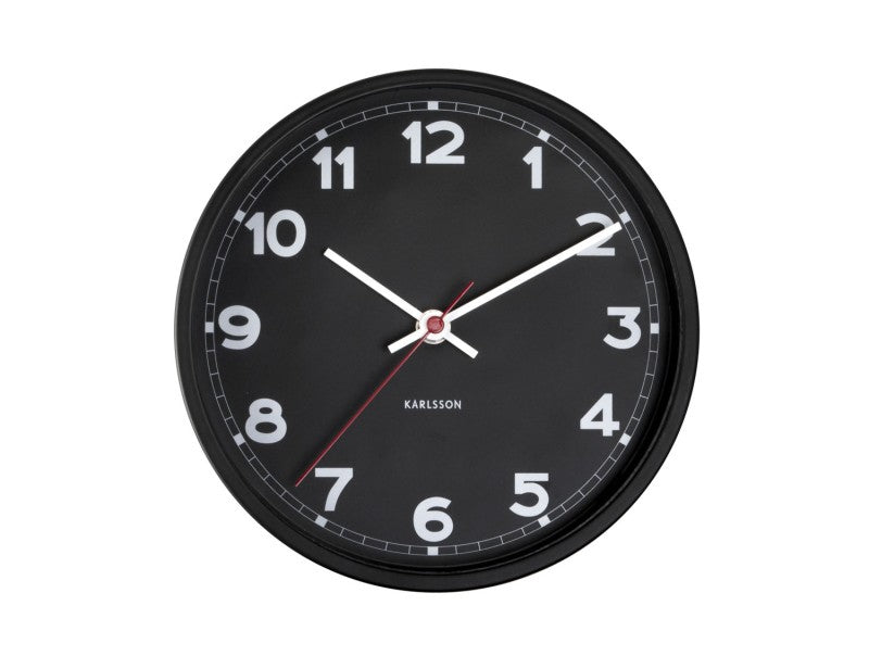 Karlsson New Classic Small – Wanduhr, Ø 20 × 4 cm, Schwarz